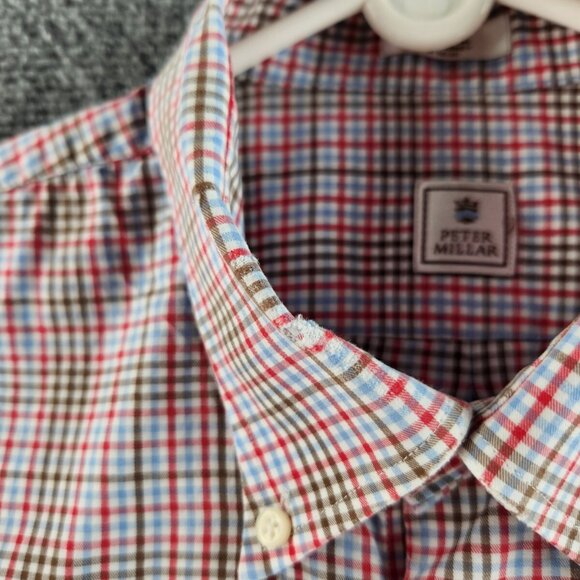 Peter Millar Men Large Multicolor Plaid Long Sleeve Button Up Shirt 100% Cotton - Picture 12 of 16